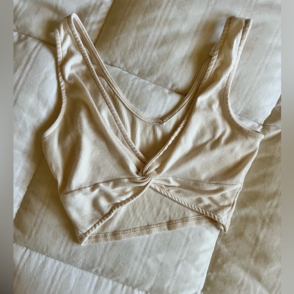 Cream cross crop top